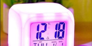 Square White Colour Changing Alarm Clock