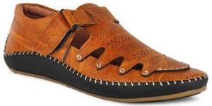 Casual Brown Men Leather Sandals