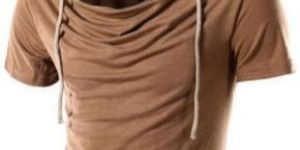 Brown Cotton/Linen Hooded T Shirts