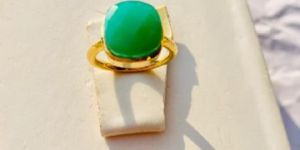 925 Solid Sterling Silver Gold Rhodium Platted Green Onyx Ring