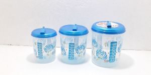 Floral Print Plastic Storage Container Set