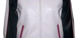 Mens Black & White Goat Leather Jacket