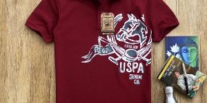 Mens Maroon Polo T-Shirt