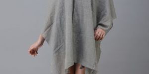 Dyed Poncho with Tassels