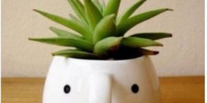 White Geometric Planter