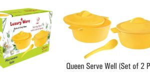 2 Pieces Microwavable Plastic Serving Bowl Set