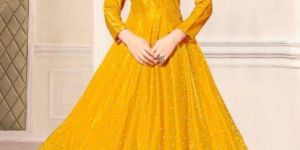 Party Wear Yellow Gown