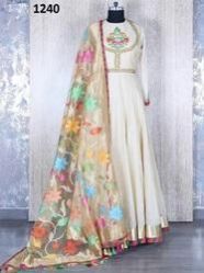 Chanderi Semi-Stitched Fancy Salwar Suit