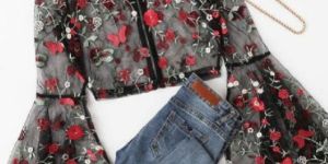 Ladies Designer Net Crop Top