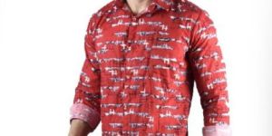 Mens Red Nature Print Shirt