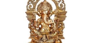 Golden Brass Ganesh Statue