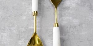 Brass And Marble Server Set