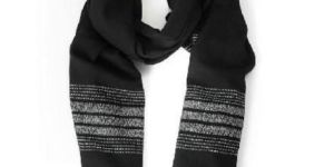 Black Base Border White Lambswool Shawl