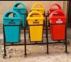 Iron Black Plastic Dustbin Stand