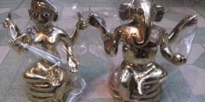 Brown Brass Ganesh Lakshmi Statue