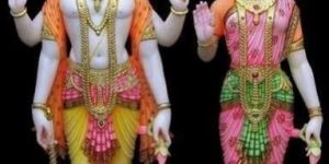 Multicolor Marble Laxmi Narayan Statue