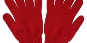 Red Cotton Knitted Gloves