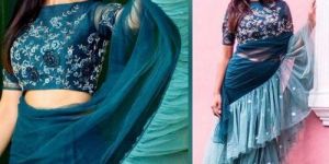 Georgette Ruffle Saree