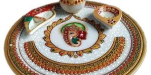 Decorative Marble Pooja Thali