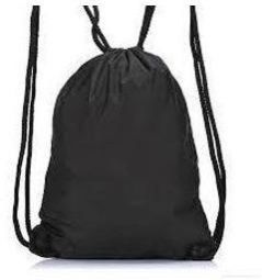 Plain Black Drawstring Bag
