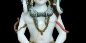 Painted Marble Shiva Statue