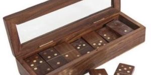 WOODEN DOMINO SET WITH ACRYLIC TOP