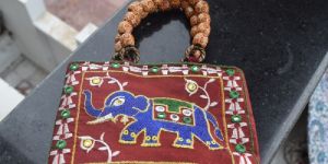 Handbag with Stylish Wooden Handle