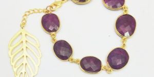 Beautiful Ruby Gemstone Bezel Connector Bracelet