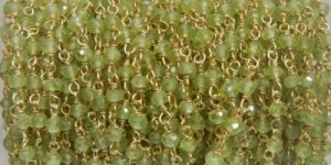 BEAUTIFUL SILVER PERIDOT GEMSTONE ROSARY BEADED CHAINS