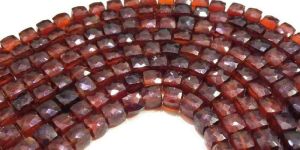 Red Garnet 6-7mm Faceted Square Bead