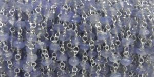 Silver Wire Wrapped Tanzanite Gemstone Beaded Chain