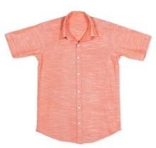 Men Half Sleeve Formal Cotton Peach Solid Party Wear
