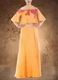 Honey Yellow off Shoulder Cape Lehenga Set