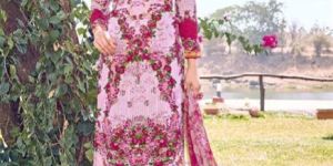 Pink Colored Cotton Printed Suit
