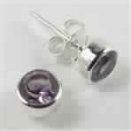 Small Pretty Stud Post Earrings 925 Sterling Silver Natural AMETHYST Gemstone