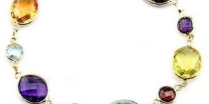 Vezoora Faceted Multistone Bracelet in Gold Plated Metal