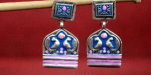 Enamel Earrings in Silver