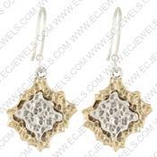 Dual Metal Piece of 925 Sterling Silver Earing