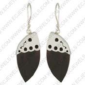 Wood Piece of 925 Sterling Silver Earing