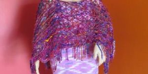 Poncho of Sari Waste Yarn