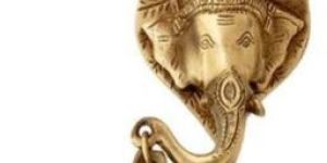 Brass Ganesh Face Wall Hanging with Bell