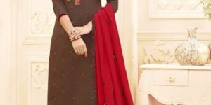 Women Salwar Kameez Brown Color Straight SuitsWomen Salwar Kameez Brown Color Straight Suits