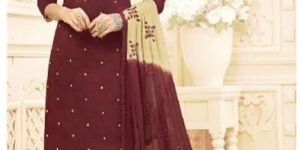 Women Salwar Kameez Brown Color Straight Suits