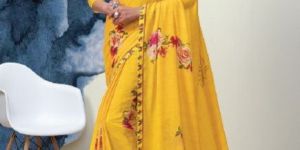 Women Saree Yellow Color Party Wear