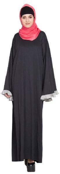 Womens Abaya Black andGrey Color Fancy