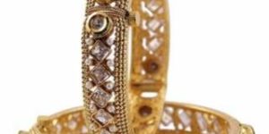 Indian Gold Plated Revers a D Stone Polki Bangle Set