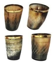 Natural Horn Glass Polished with Brass Trim