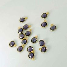 Amethyst Quartz Coin Charms Sterling Silver