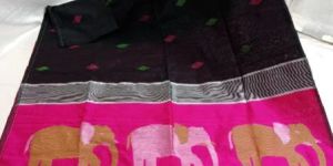 Designer Cotton Silk Elephant Motif JAMDANI Saree
