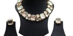 White Kundan Necklace Earring